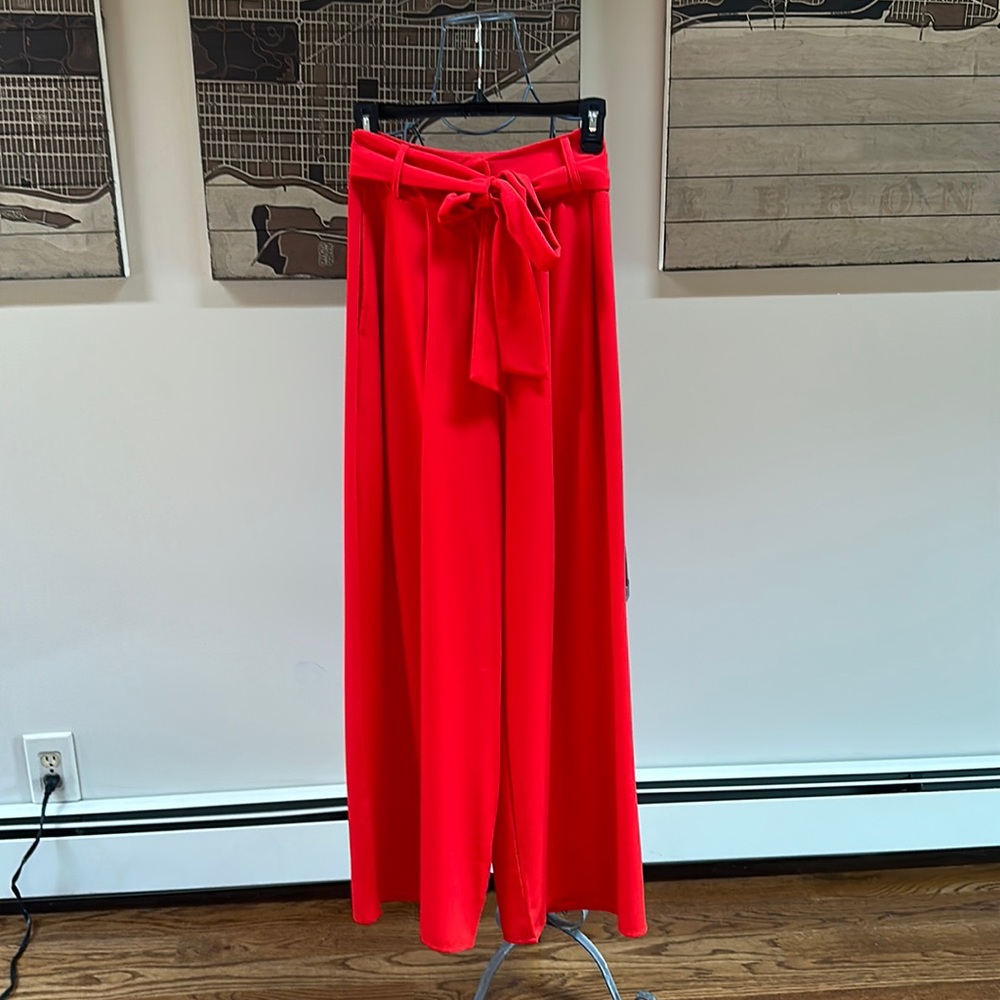 Flying tomatoe red wide leg pant with matching sash belt